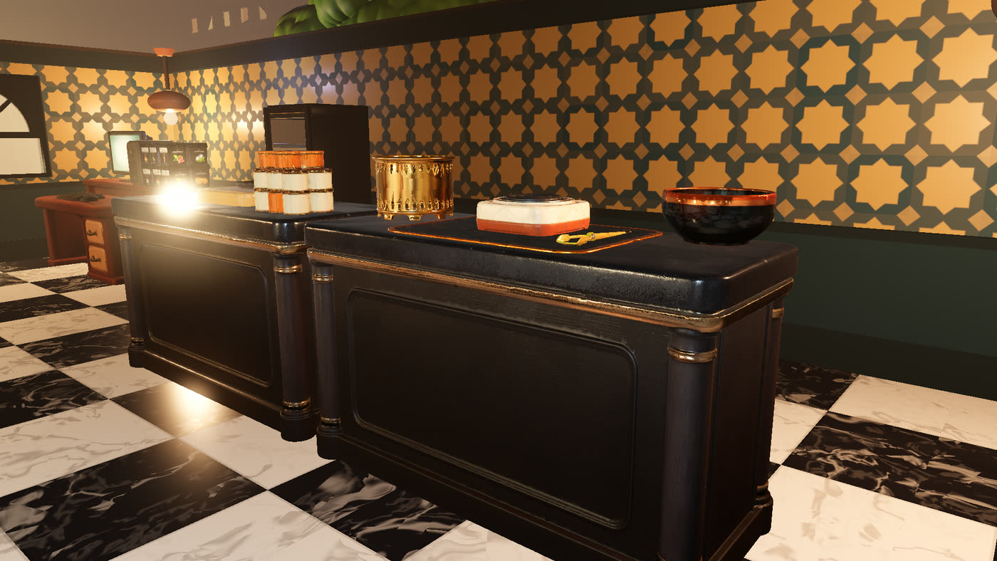 The coal station counter with glowing embers